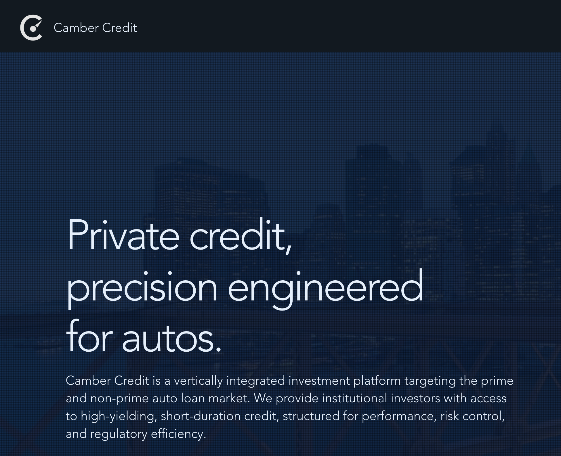 Camber Credit website screenshot