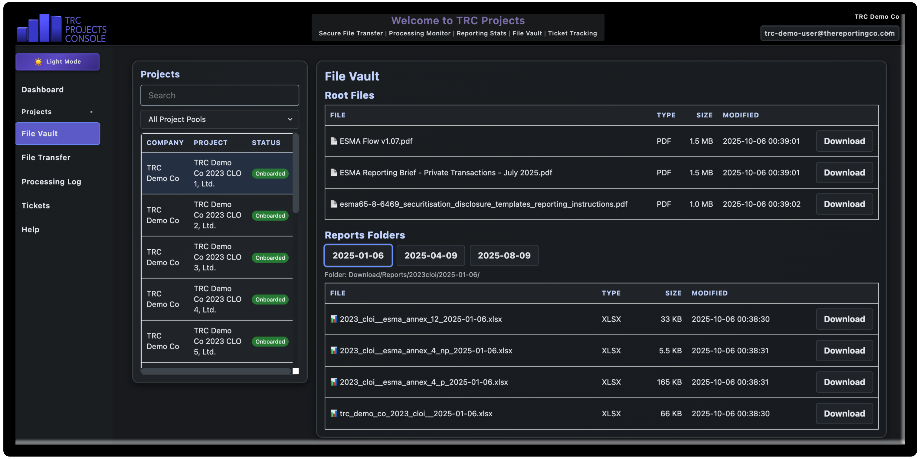 File Vault - Download Reports